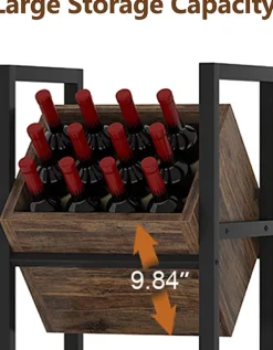 Industrial Wine Rack, 3 Tier Freestanding Wine Storage Stand