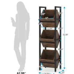 Industrial Wine Rack, 3 Tier Freestanding Wine Storage Stand