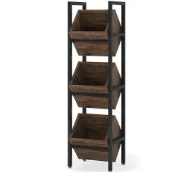 Industrial Wine Rack, 3 Tier Freestanding Wine Storage Stand