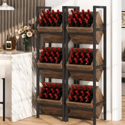 Industrial Wine Rack, 3 Tier Freestanding Wine Storage Stand