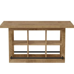 Kitchen Island, Counter Height Kitchen Coffee Bar Table with Storage
