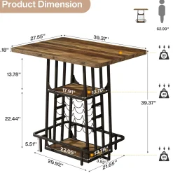 Kitchen Island with 3 Shelves, 39.4