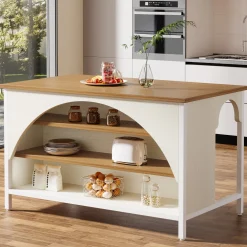 Kitchen Island with 3 Storage Shelves, 55