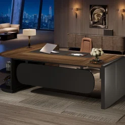 Large 80" L-Shaped Computer Desk with Storage Drawers, Executive Office Workstation