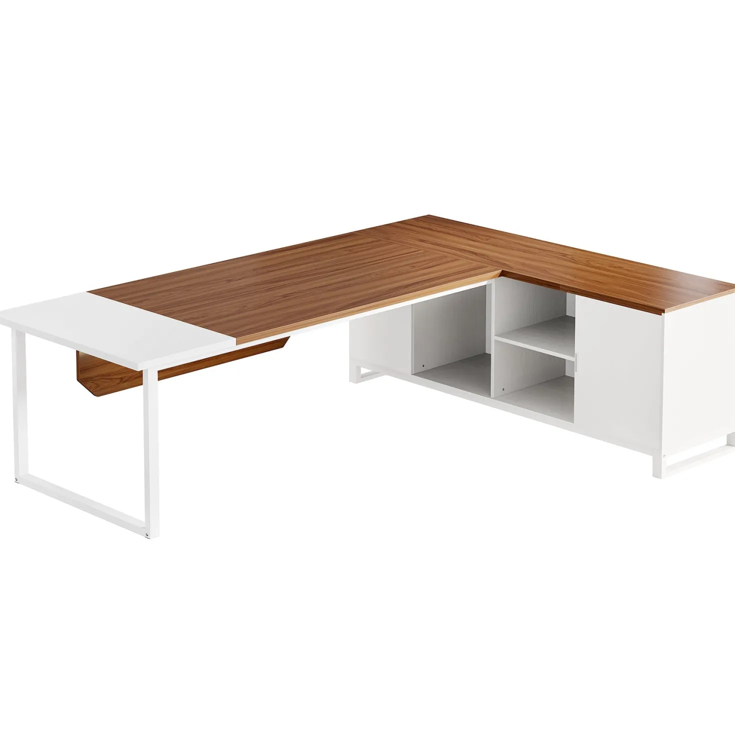 Large L-Shaped Desk, 70.87" Executive Desk with 55" File Cabinet