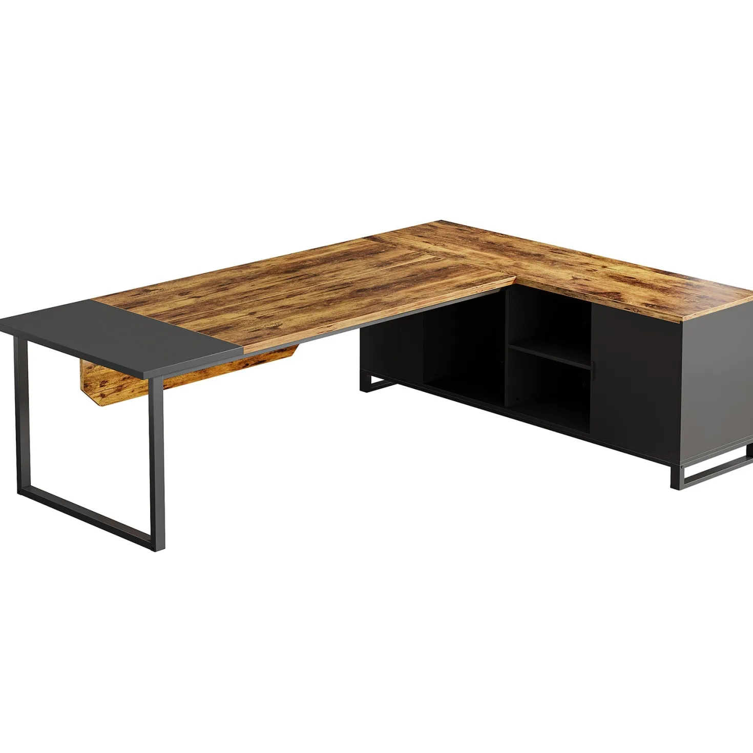 Large L-Shaped Desk, 70.87" Executive Desk with 55" File Cabinet