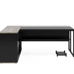 Large L-Shaped Desk, 71 inch Executive Desk with Shelves & Cabinet