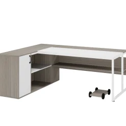 Large L-Shaped Desk, 71 inch Executive Desk with Shelves & Cabinet