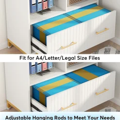 Lateral File Cabinet Printer Stand with Drawer & Open Storage Spaces