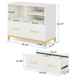 Lateral File Cabinet Printer Stand with Drawer & Open Storage Spaces