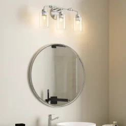 3-Light Bathroom Light Fixture, Modern Vanity Light with Clear Glass Shades