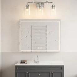 3-Light Bathroom Light Fixture, Modern Vanity Light with Clear Glass Shades