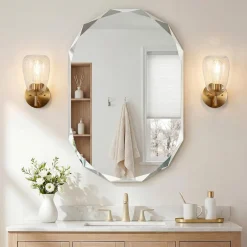 1-Light Bathroom Light Fixtures, Modern Vanity Wall Lights with Clear Glass Shades(Set of 2)