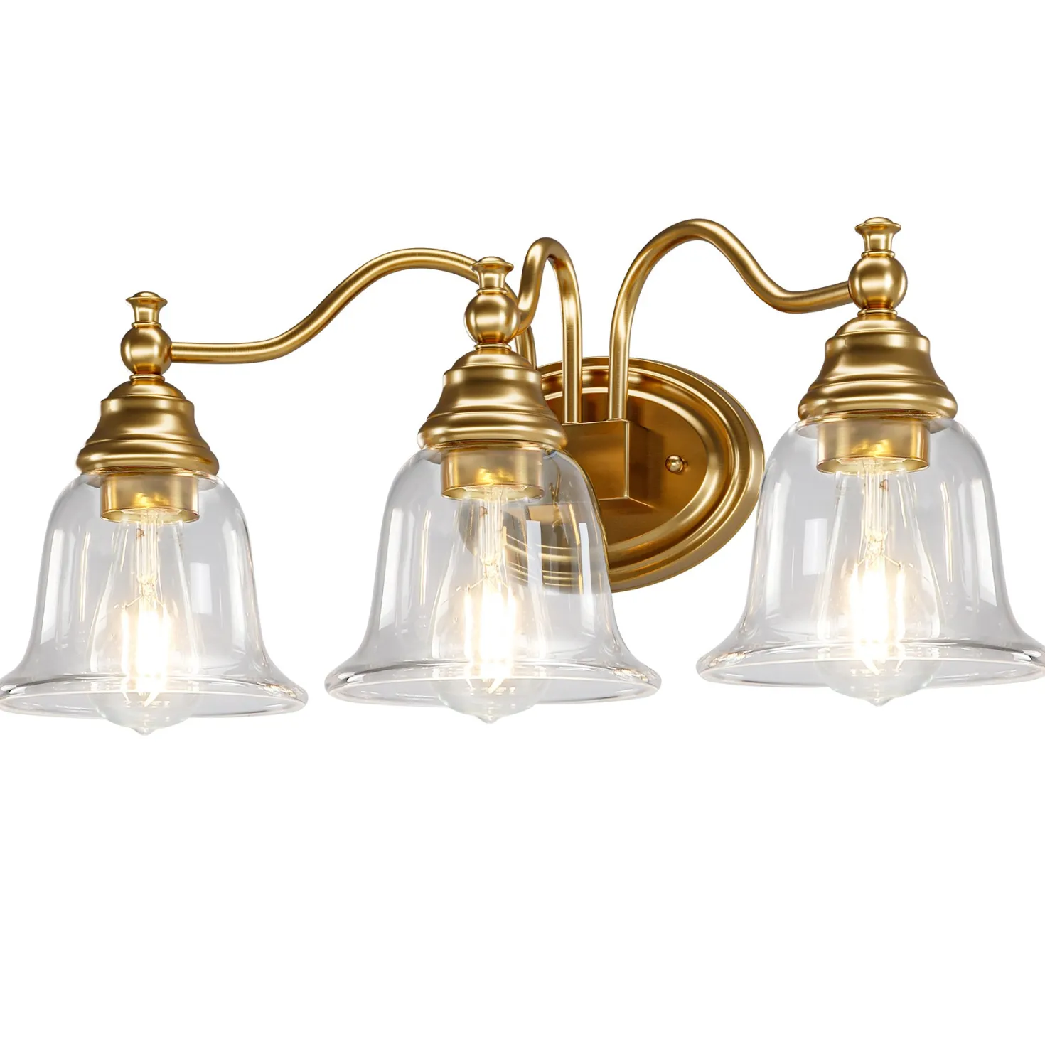 3-Light Bathroom Light Fixtures, Modern Wall Lights with Clear Glass Shade