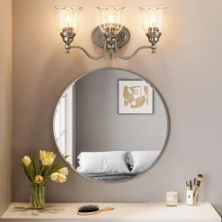 3-Light Bathroom Light Fixtures, Modern Wall Lights with Clear Glass Shade