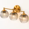 3-Light Bathroom Light Fixtures, Modern Wall Sconce Vanity Light with Grey Glass Shade (Bulbs Not Included)