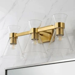 3-Light Bathroom Vanity Light, Seeded Glass Wall Light Fixtures Damp-Rated