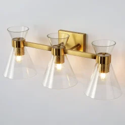 3-Light Bathroom Vanity Light, Seeded Glass Wall Light Fixtures Damp-Rated