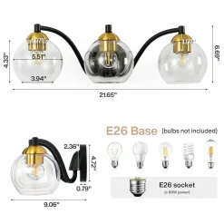 3-Light Bathroom Vanity Light, Modern Wall Sconce Lighting Fixture for Bathroom, Bedroom