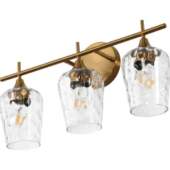3-Light Bathroom Vanity Light, Modern Wall Sconce with Water Ripple Clear Glass Shades