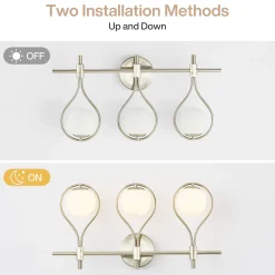 3-Light Bathroom Vanity Light, 22.5" Wall Lighting Fixture with Glass Shades