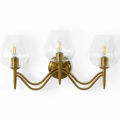 3-light Bathroom Vanity Light, Gold Metal & Clear Glass Wall Sconce With E12 Base