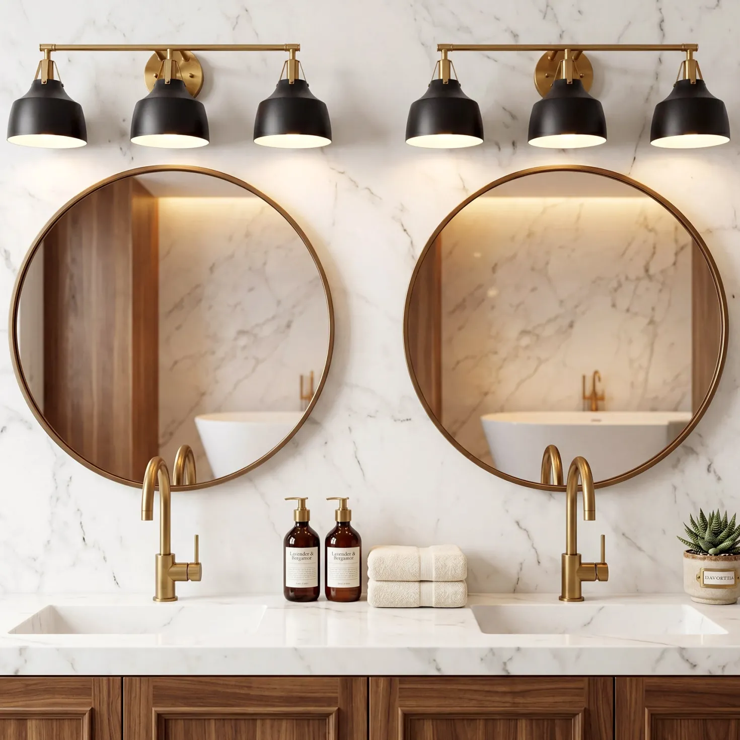 3-Light Bathroom Vanity Light, 24" Wall Light Fixtures with Metal Shade