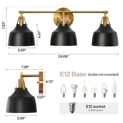 3-Light Bathroom Vanity Light, 24