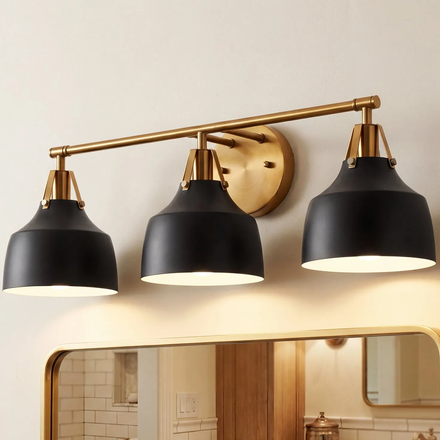 3-Light Bathroom Vanity Light, 24" Wall Light Fixtures with Metal Shade