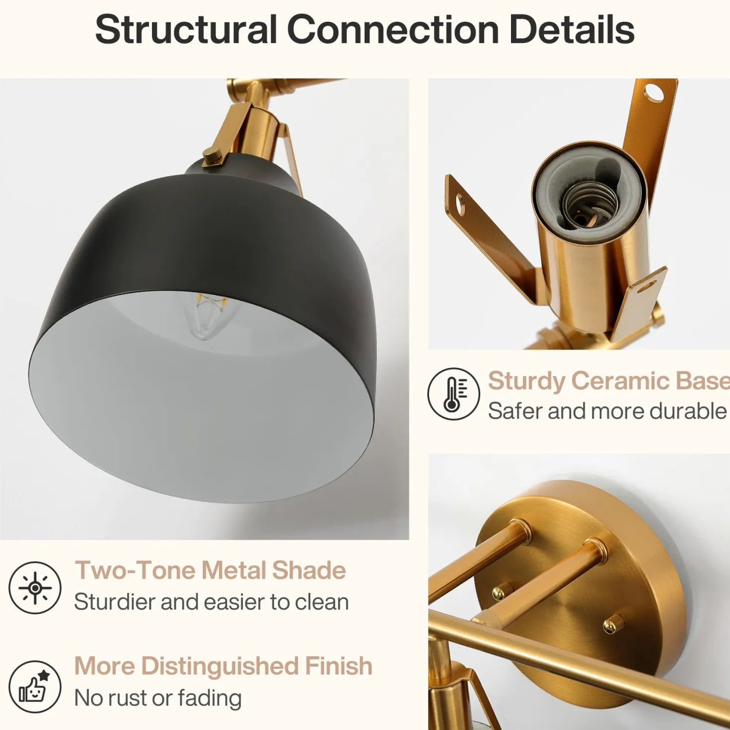 3-Light Bathroom Vanity Light, 24" Wall Light Fixtures with Metal Shade