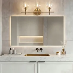 3-Light Bathroom Vanity Light, Modern Wall Sconce with Clear Glass Shades