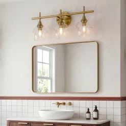 3-Light Bathroom Vanity Light, Modern Wall Sconce with Clear Glass Shades