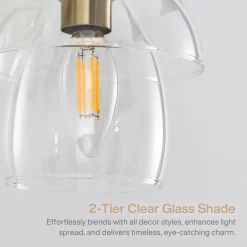 3-Light Bathroom Vanity Light, Modern Wall Sconce with Clear Glass Shades