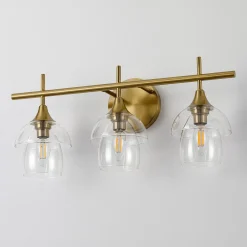 3-Light Bathroom Vanity Light, Modern Wall Sconce with Clear Glass Shades