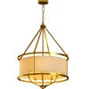 5-Light Chandelier, 24" Drum Fabric Pendant Light, Height-Adjustable