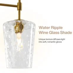 5-Light Chandelier, Modern Pendant Light with Water Ripple Wine Glass Shades