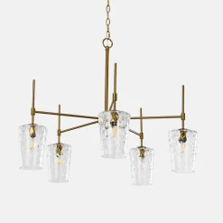 5-Light Chandelier, Modern Pendant Light with Water Ripple Wine Glass Shades