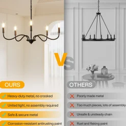 5-Light Chandelier, Modern Pendant Light Fixtures Industrial Lighting