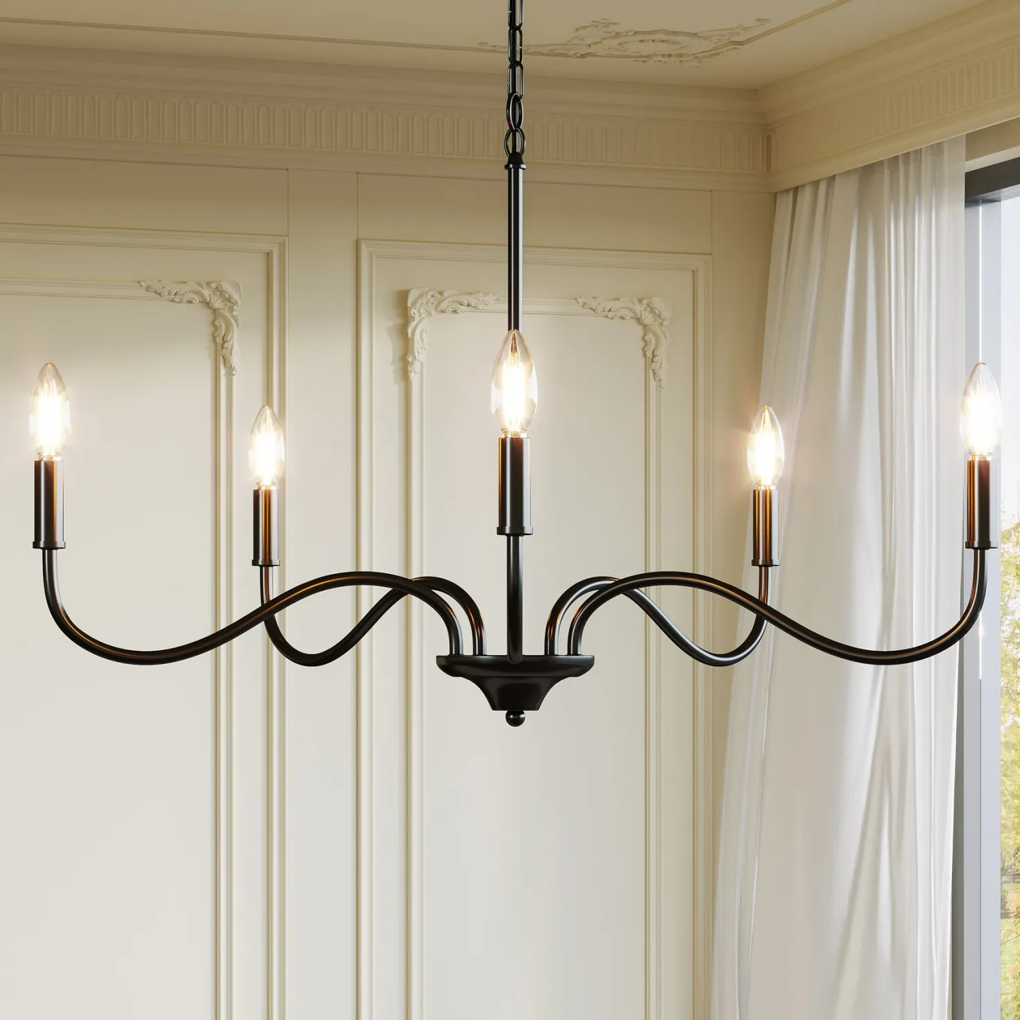 5-Light Chandelier, Modern Pendant Light Fixtures Industrial Lighting