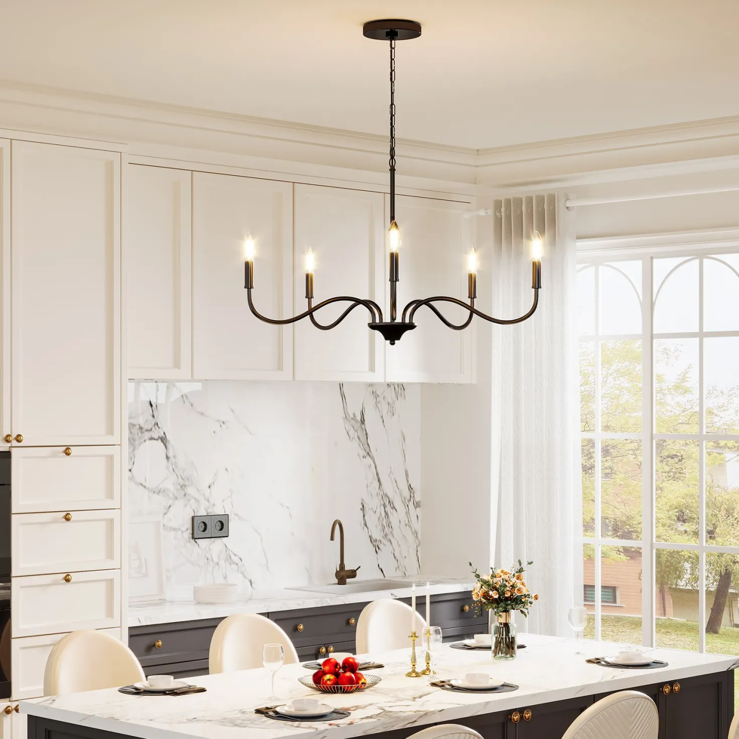 5-Light Chandelier, Modern Pendant Light Fixtures Industrial Lighting