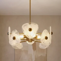 4-Light Chandelier, Pendant Light Fixtures with Cloud Glass Shades