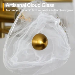 4-Light Chandelier, Pendant Light Fixtures with Cloud Glass Shades