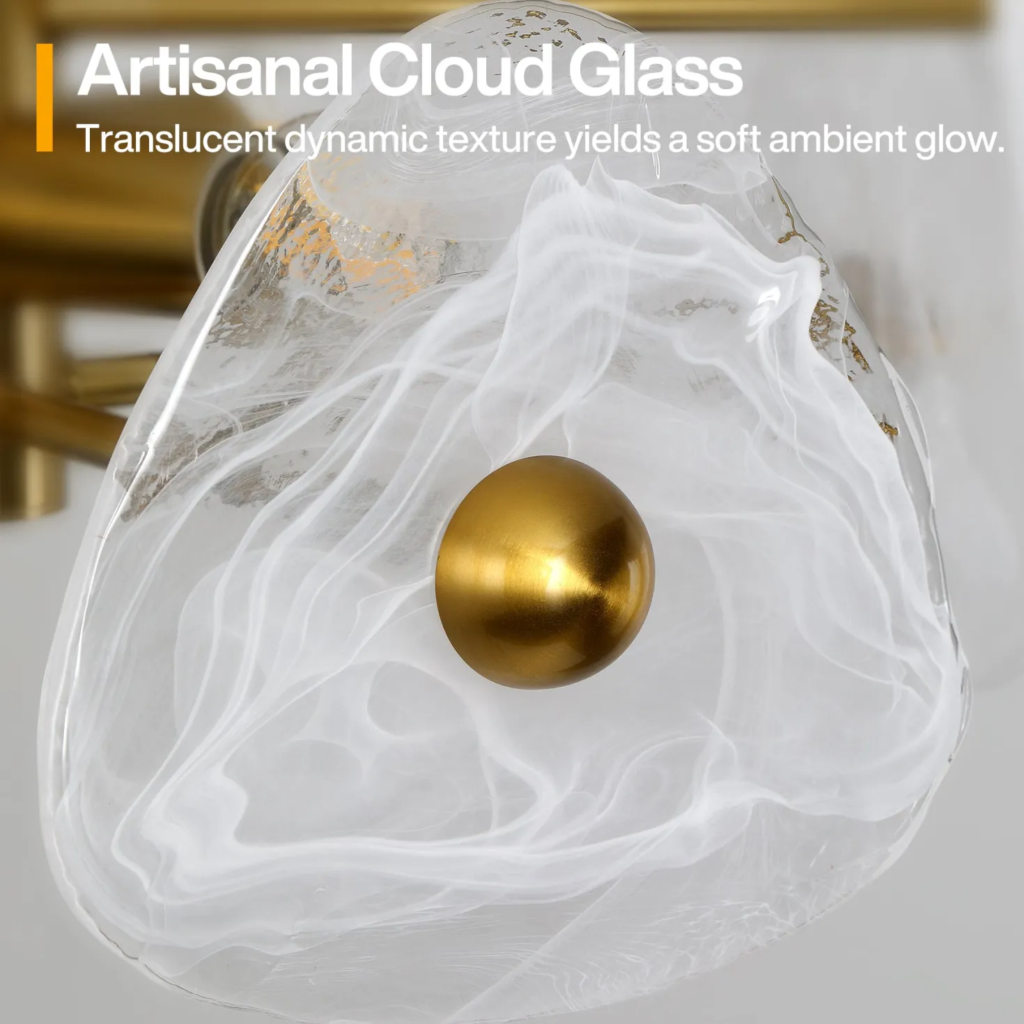 4-Light Chandelier, Pendant Light Fixtures with Cloud Glass Shades