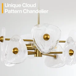 4-Light Chandelier, Pendant Light Fixtures with Cloud Glass Shades