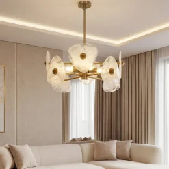 4-Light Chandelier, Pendant Light Fixtures with Cloud Glass Shades