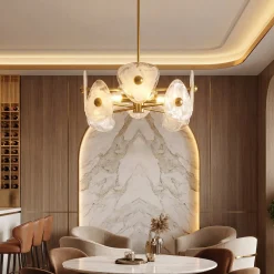 4-Light Chandelier, Pendant Light Fixtures with Cloud Glass Shades