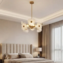4-Light Chandelier, Pendant Light Fixtures with Cloud Glass Shades