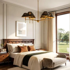 6-Light Chandelier with Matte Black Lampshade, 35