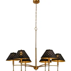 6-Light Chandelier with Matte Black Lampshade, 35