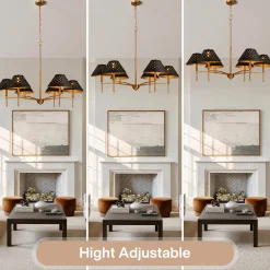 6-Light Chandelier with Matte Black Lampshade, 35
